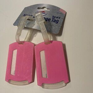 American Tourister Pink Neon Luggage Tag Set of Two
